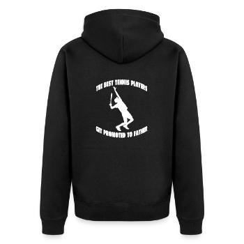 Tennisspieler Tennis Tennisverein Tennisliebhaber - Unisex Premium Bio Zip Hoodie - Schwarz - Hinten - Nico (187cm)
