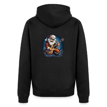 Funny Santa Claus rocks the electric guitar - Unisex Premium Organic Zip Hoodie - black - Back - Nico (187cm)
