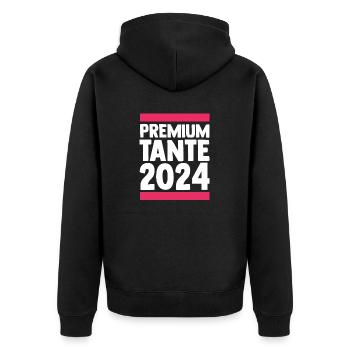 Werdende Tante 2024 - Unisex Premium Bio Zip Hoodie - Schwarz - Hinten - Nico (187cm)