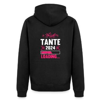 Werdende Tante 2024 - Unisex Premium Bio Zip Hoodie - Schwarz - Hinten - Nico (187cm)