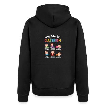 Dinge, die ich im Klassenzimmer tue Kindergärtner - Unisex Premium Bio Zip Hoodie - Schwarz - Hinten - Nico (187cm)