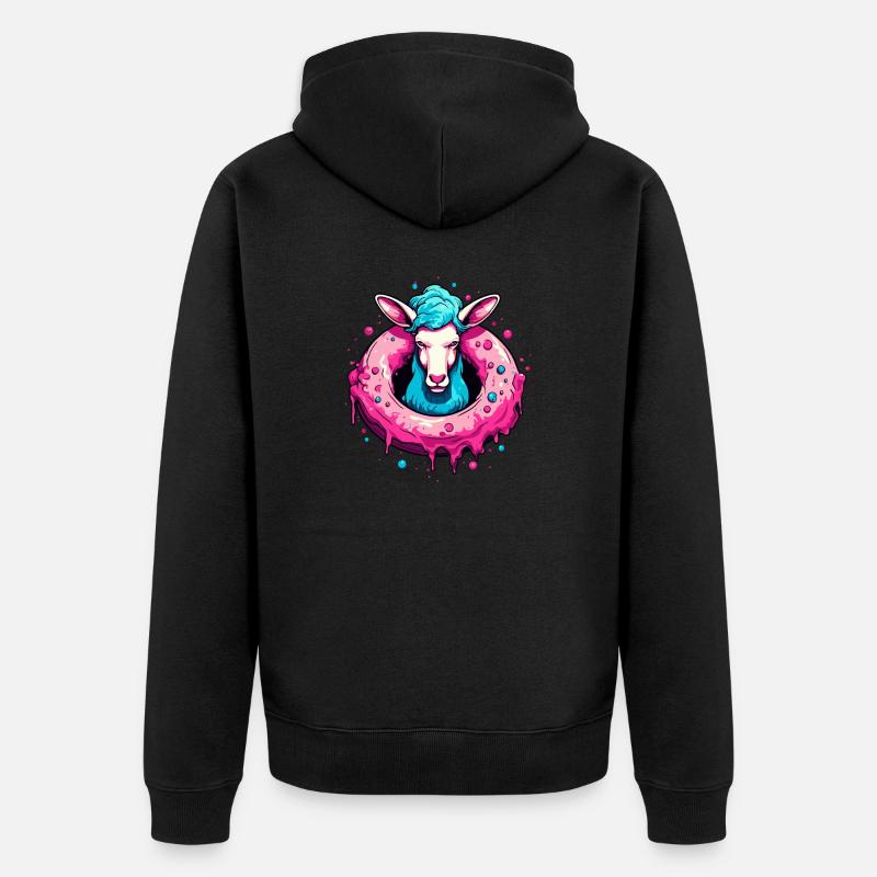 Der Donut-Schaf - Unisex Premium Bio Zip Hoodie - Schwarz