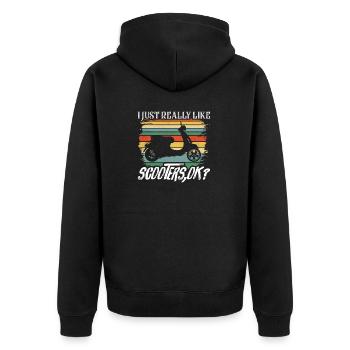 I Just Really Like Scooters,Ok? Motorbike Moped - Unisex Premium Bio Zip Hoodie - Schwarz - Hinten - Nico (187cm)