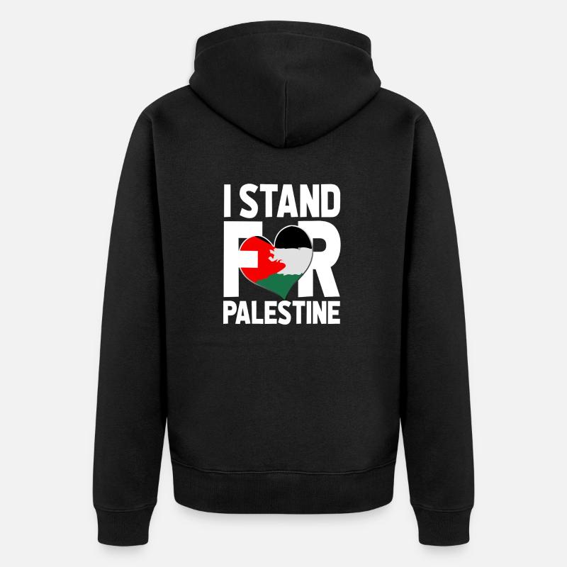 JE DÉFENDS LA PALESTINE - Veste à capuche bio Premium Unisexe - noir