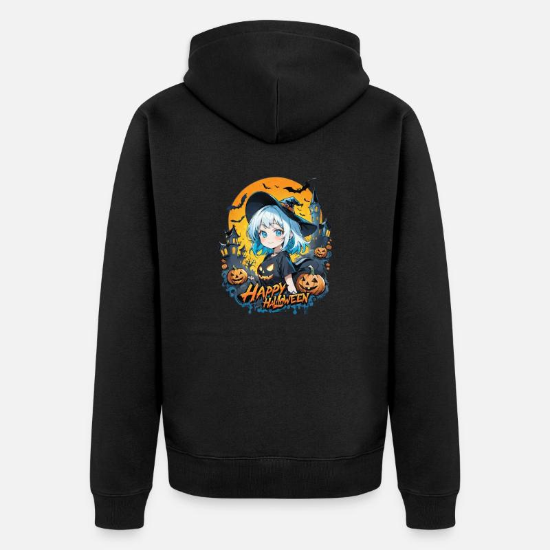 halloween - sorciere manga - Veste à capuche bio Premium Unisexe - noir