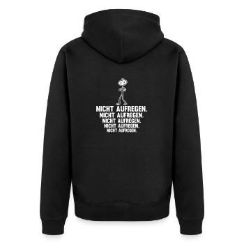 Yoga Meditieren Nicht Aufregen - Unisex Premium Bio Zip Hoodie - Schwarz - Hinten - Nico (187cm)