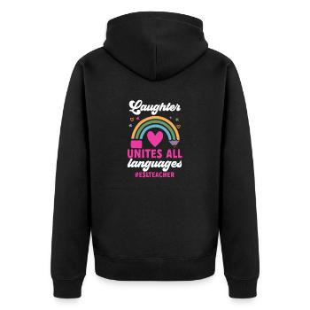 Teacher English Second Language Foreign Language - Unisex Premium Organic Zip Hoodie - black - Back - Nico (187cm)