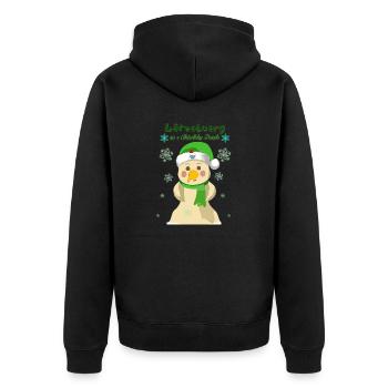 Lëtzebuerg ass e Chrëschtdag paradis - Unisex Premium Bio Zip Hoodie - Schwarz - Hinten - Nico (187cm)