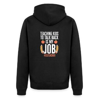 Lehrkraft Englisch Zweitsprache Fremdsprache - Unisex Premium Bio Zip Hoodie - Schwarz - Hinten - Nico (187cm)