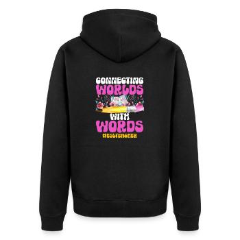Lehrkraft Englisch Zweitsprache Fremdsprache - Unisex Premium Bio Zip Hoodie - Schwarz - Hinten - Nico (187cm)