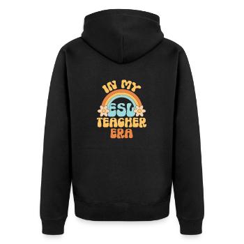 Lehrkraft Englisch Zweitsprache Fremdsprache - Unisex Premium Bio Zip Hoodie - Schwarz - Hinten - Nico (187cm)