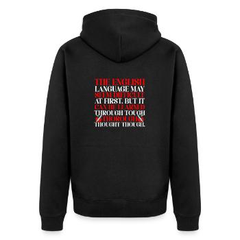 Lehrkraft Englisch Zweitsprache Fremdsprache - Unisex Premium Bio Zip Hoodie - Schwarz - Hinten - Nico (187cm)