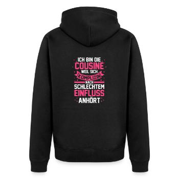 Cousinen Cousine - Unisex Premium Bio Zip Hoodie - Schwarz - Hinten - Nico (187cm)