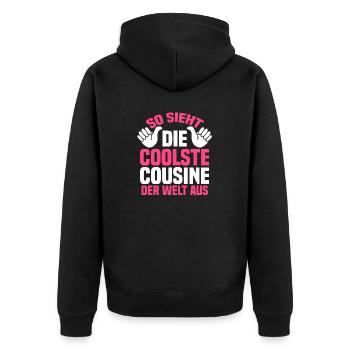Cousinen Cousine - Unisex Premium Bio Zip Hoodie - Schwarz - Hinten - Nico (187cm)