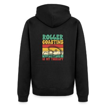 Achterbahn Rollercoaster Freizeitpark - Unisex Premium Bio Zip Hoodie - Schwarz - Hinten - Nico (187cm)