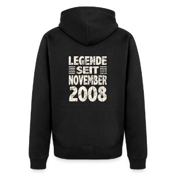 November 2008 Legende seit 15 Jahren Mann Frau - Unisex Premium Bio Zip Hoodie - Schwarz - Hinten - Nico (187cm)