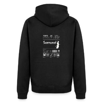 Samurai Beipackzettel - Unisex Premium Bio Zip Hoodie - Schwarz - Hinten - Nico (187cm)