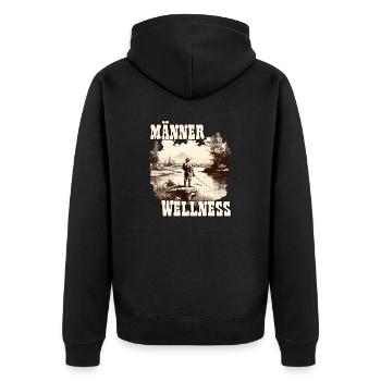 Männer Wellness Angelausflug Angler Geschenk - Unisex Premium Bio Zip Hoodie - Schwarz - Hinten - Nico (187cm)