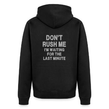 Ne me pressez pas, j’attends la dernière minute - Veste à capuche bio Premium Unisexe - noir - Dos - Nico (187cm)