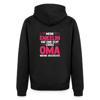Oma Großmutter Enkelkind Enkelin - Unisex Premium Bio Zip Hoodie - Schwarz - Hinten - Nico (187cm)