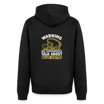 Achterbahn Rollercoaster Freizeitpark - Unisex Premium Bio Zip Hoodie - Schwarz - Hinten - Nico (187cm)