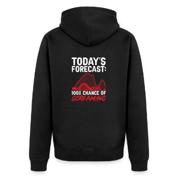 Achterbahn Rollercoaster Freizeitpark - Unisex Premium Bio Zip Hoodie - Schwarz - Hinten - Nico (187cm)