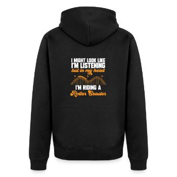 Achterbahn Rollercoaster Freizeitpark - Unisex Premium Bio Zip Hoodie - Schwarz - Hinten - Nico (187cm)