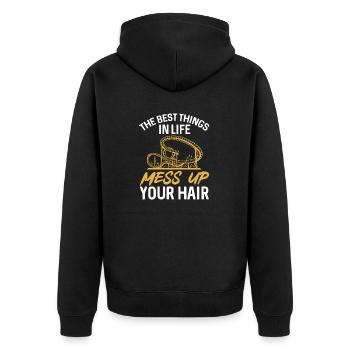 Achterbahn Rollercoaster Freizeitpark - Unisex Premium Bio Zip Hoodie - Schwarz - Hinten - Nico (187cm)