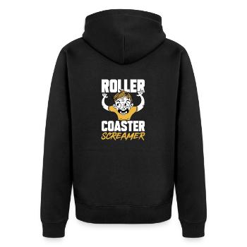 Achterbahn Rollercoaster Freizeitpark - Unisex Premium Bio Zip Hoodie - Schwarz - Hinten - Nico (187cm)