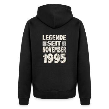 November 1995 Legende seit 28 Jahren Mann Frau - Unisex Premium Bio Zip Hoodie - Schwarz - Hinten - Nico (187cm)