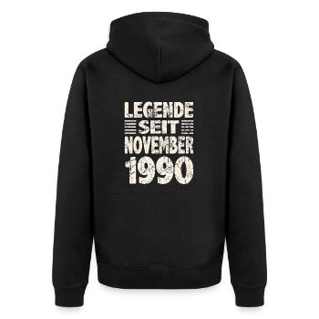 November 1990 Legende seit 33 Jahren Mann Frau - Unisex Premium Bio Zip Hoodie - Schwarz - Hinten - Nico (187cm)