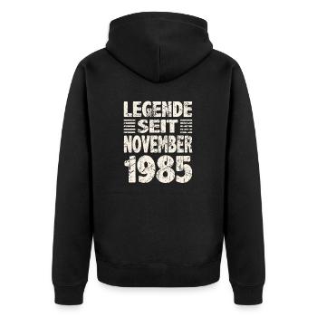 November 1985 Legende seit 38 Jahren Mann Frau - Unisex Premium Bio Zip Hoodie - Schwarz - Hinten - Nico (187cm)