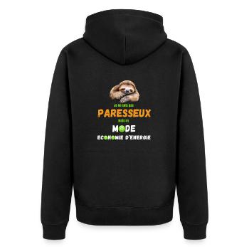 Paresseux Economie Energie Humour Mode Sloth - Veste à capuche bio Premium Unisexe - noir - Dos - Nico (187cm)