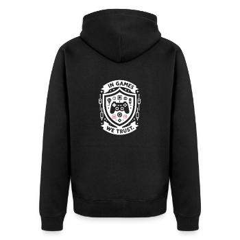 Dans les jeux auxquels nous faisons confiance - Veste à capuche bio Premium Unisexe - noir - Dos - Nico (187cm)