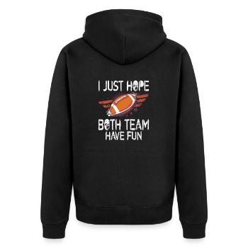 I Just Hope Both Teams Have Fun,Neutral Sports Fan - Unisex Premium Bio Zip Hoodie - Schwarz - Hinten - Nico (187cm)