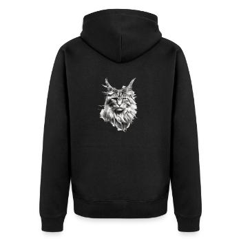 Cadeau de fans de chat Maine coon pour le propriétaire du chat - Veste à capuche bio Premium Unisexe - noir - Dos - Nico (187cm)