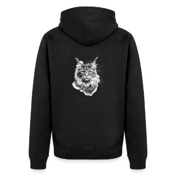 Maine coon Katzenbesitzer Geschenk Katzenhalter - Unisex Premium Bio Zip Hoodie - Schwarz - Hinten - Nico (187cm)
