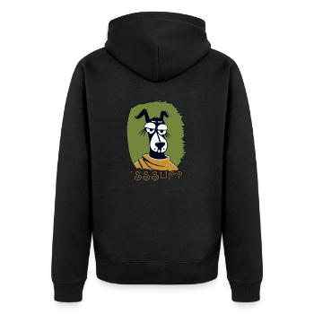 What's Up, What's Up, a Cool Cartoon Dog - Unisex Premium Organic Zip Hoodie - black - Back - Nico (187cm)