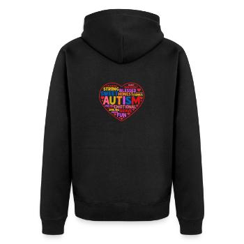 Unterschiedliches Autismus-Bewusstseins-Herz - Unisex Premium Bio Zip Hoodie - Schwarz - Hinten - Nico (187cm)