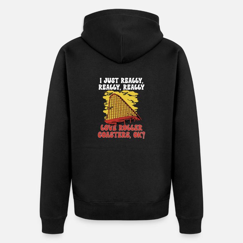Achterbahn Rollercoaster Freizeitpark - Unisex Premium Bio Zip Hoodie - Schwarz