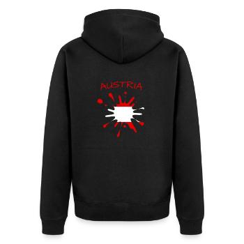 Austria Splash Kleks Österreich - Unisex Premium Bio Zip Hoodie - Schwarz - Hinten - Nico (187cm)