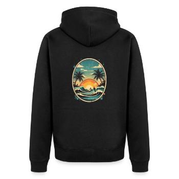 Surfing Beach Palm Tree Sunshine Holidays - Unisex Premium Organic Zip Hoodie - black - Back - Nico (187cm)