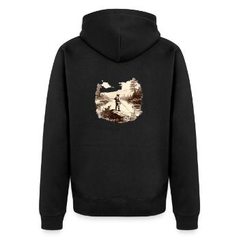 Forellenfischer Fliegenfischen Sportangler Angeln - Unisex Premium Bio Zip Hoodie - Schwarz - Hinten - Nico (187cm)