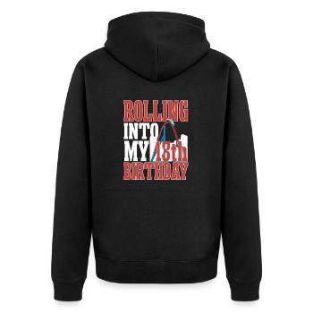 Achterbahn Rollercoaster Freizeitpark - Unisex Premium Bio Zip Hoodie - Schwarz - Hinten - Nico (187cm)