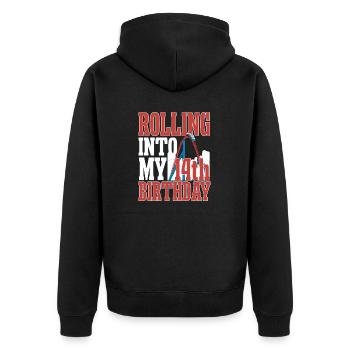 Achterbahn Rollercoaster Freizeitpark - Unisex Premium Bio Zip Hoodie - Schwarz - Hinten - Nico (187cm)