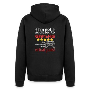 Not addicted to gaming - Unisex Premium Bio Zip Hoodie - Schwarz - Hinten - Nico (187cm)