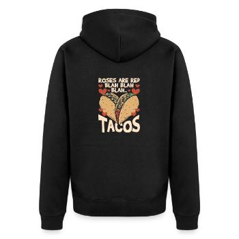 Les roses sont des tacos rouges bla bla drôle Saint-Valentin Esse - Veste à capuche bio Premium Unisexe - noir - Dos - Nico (187cm)