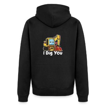 Je t’aime pelle bulldozer grue drôle Saint-Valentin - Veste à capuche bio Premium Unisexe - noir - Dos - Nico (187cm)