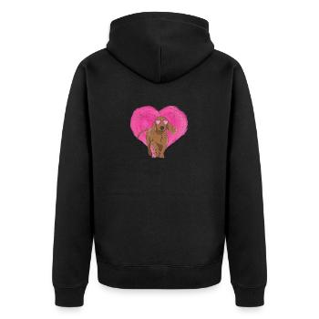 Drôle d’amant de chien coeurs de teckel mignons - Veste à capuche bio Premium Unisexe - noir - Dos - Nico (187cm)