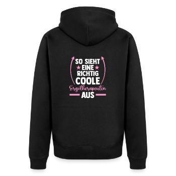Ergotherapie Ergotherapeutin - Unisex Premium Bio Zip Hoodie - Schwarz - Hinten - Nico (187cm)